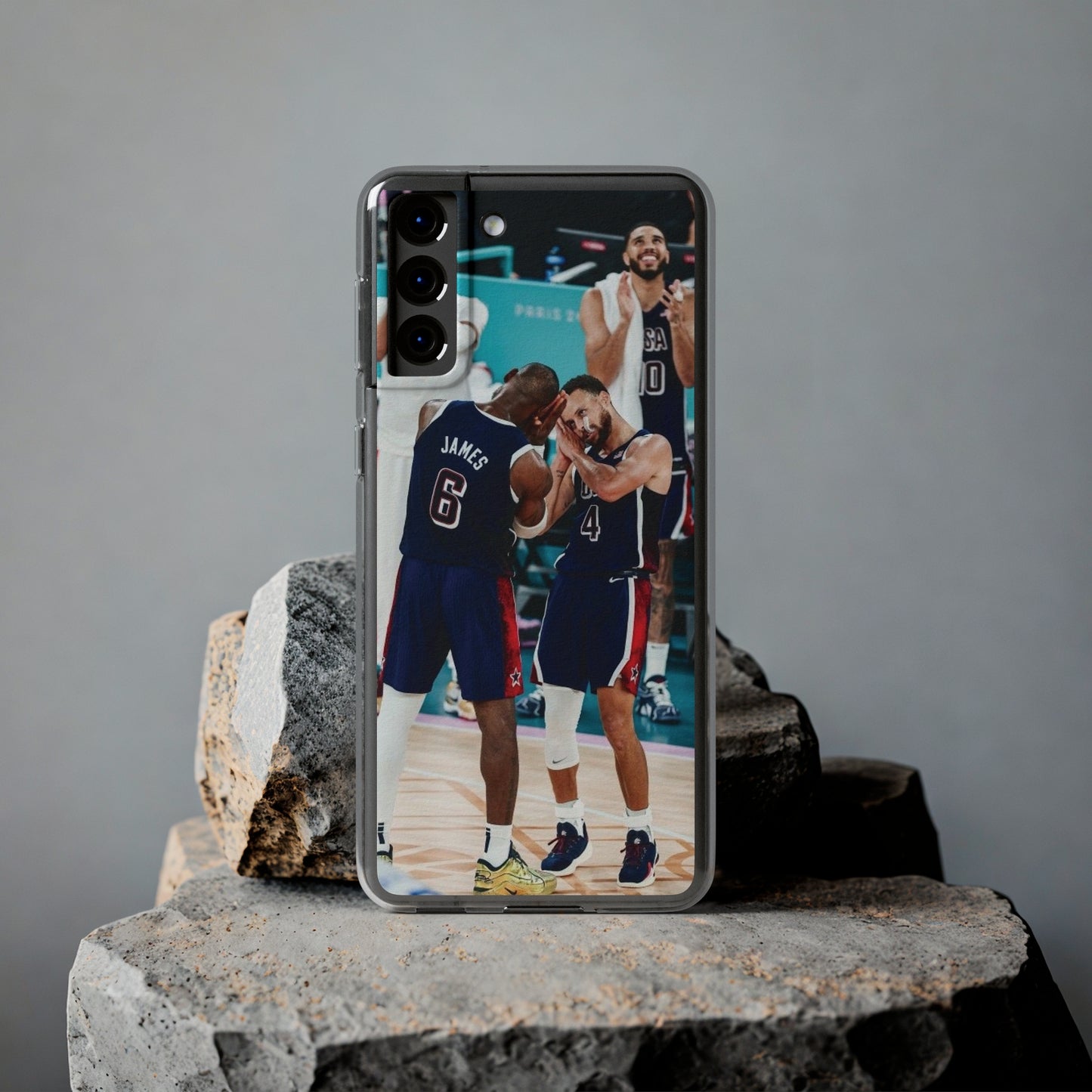 Lebron James, and Steph Curry Team Spirit Soft Phone Case - Basketball Celebration Design