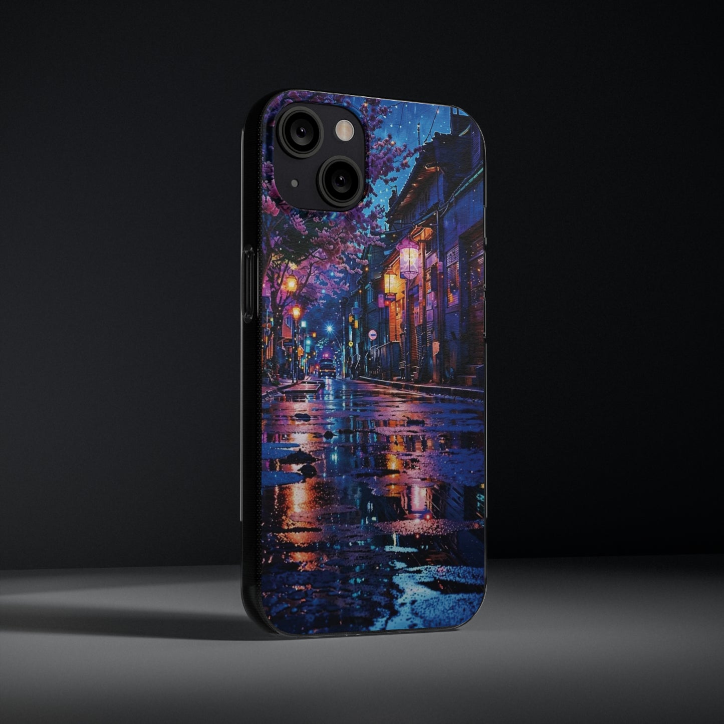Artistic Nightscape Soft Phone Case - Vibrant Street Scene