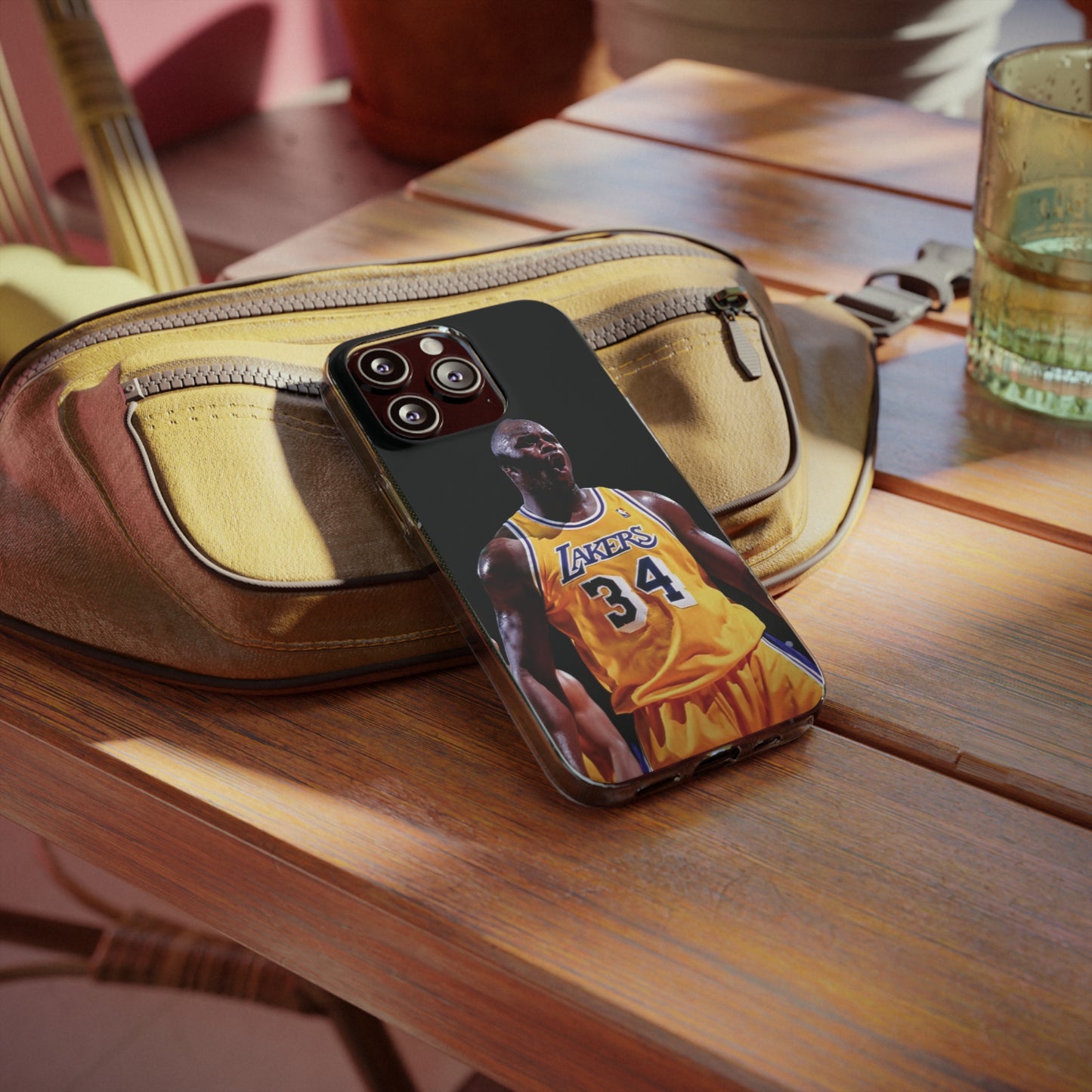 Shaq Vintage Basketball Star Soft Phone Case - Vibrant Lakers Design