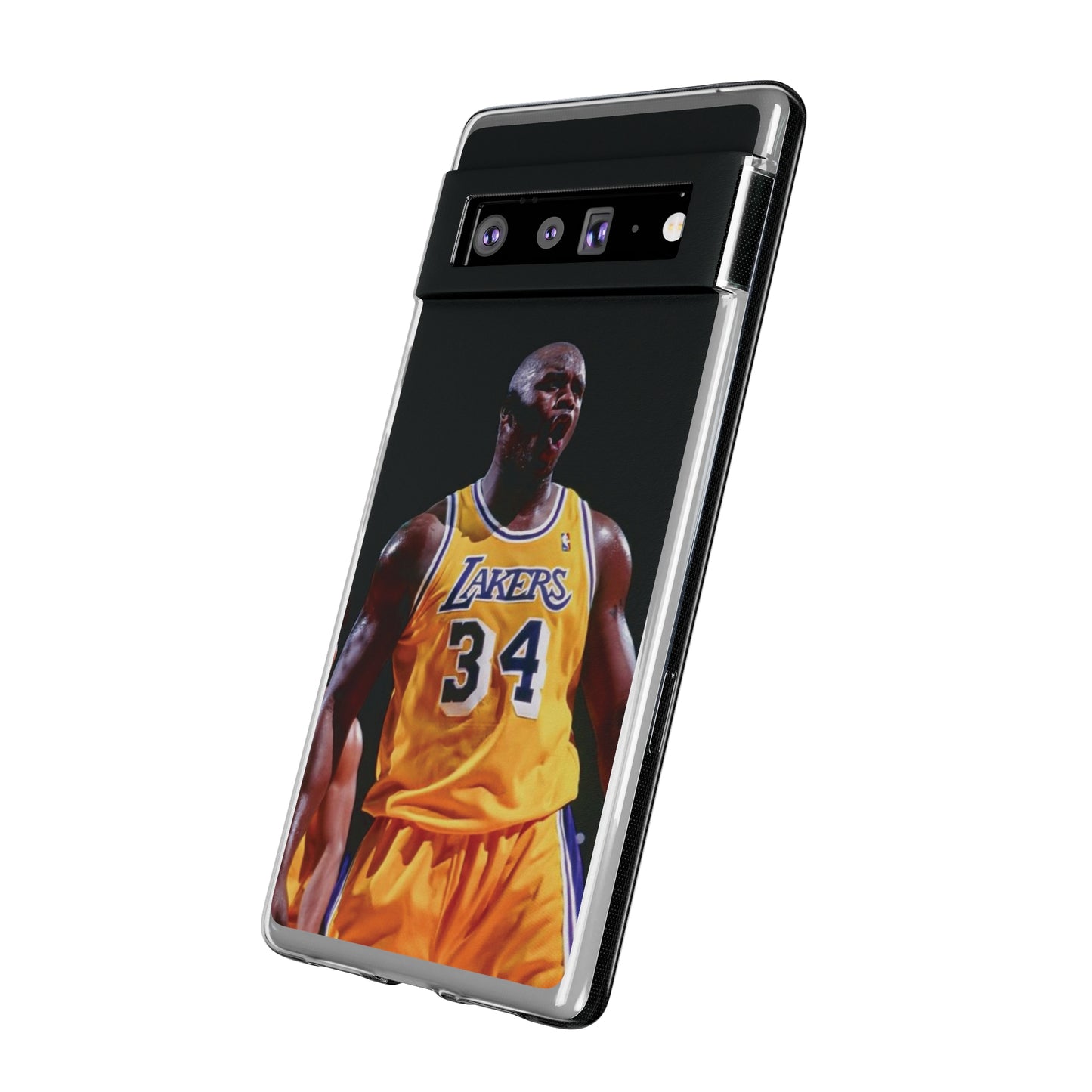 Shaq Vintage Basketball Star Soft Phone Case - Vibrant Lakers Design