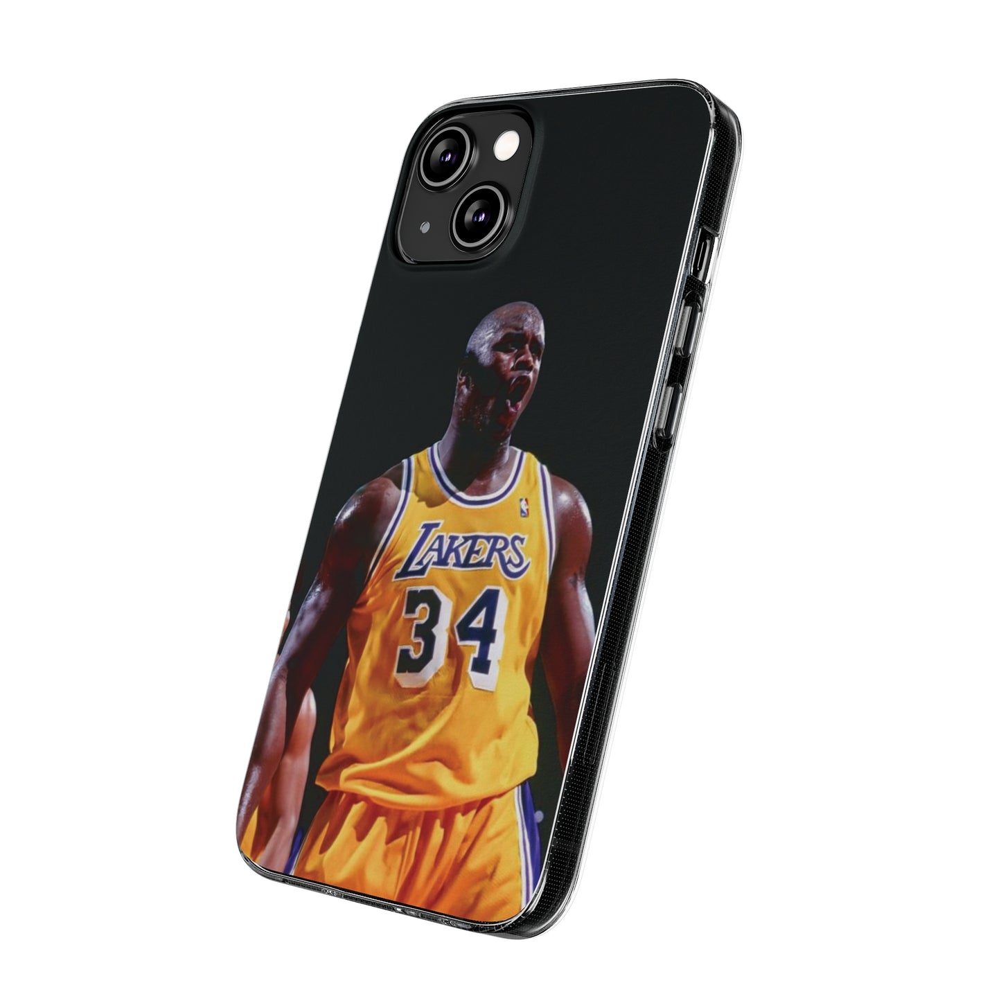 Shaq Vintage Basketball Star Soft Phone Case - Vibrant Lakers Design