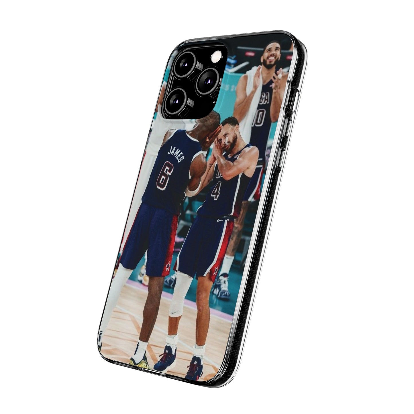 Lebron James, and Steph Curry Team Spirit Soft Phone Case - Basketball Celebration Design