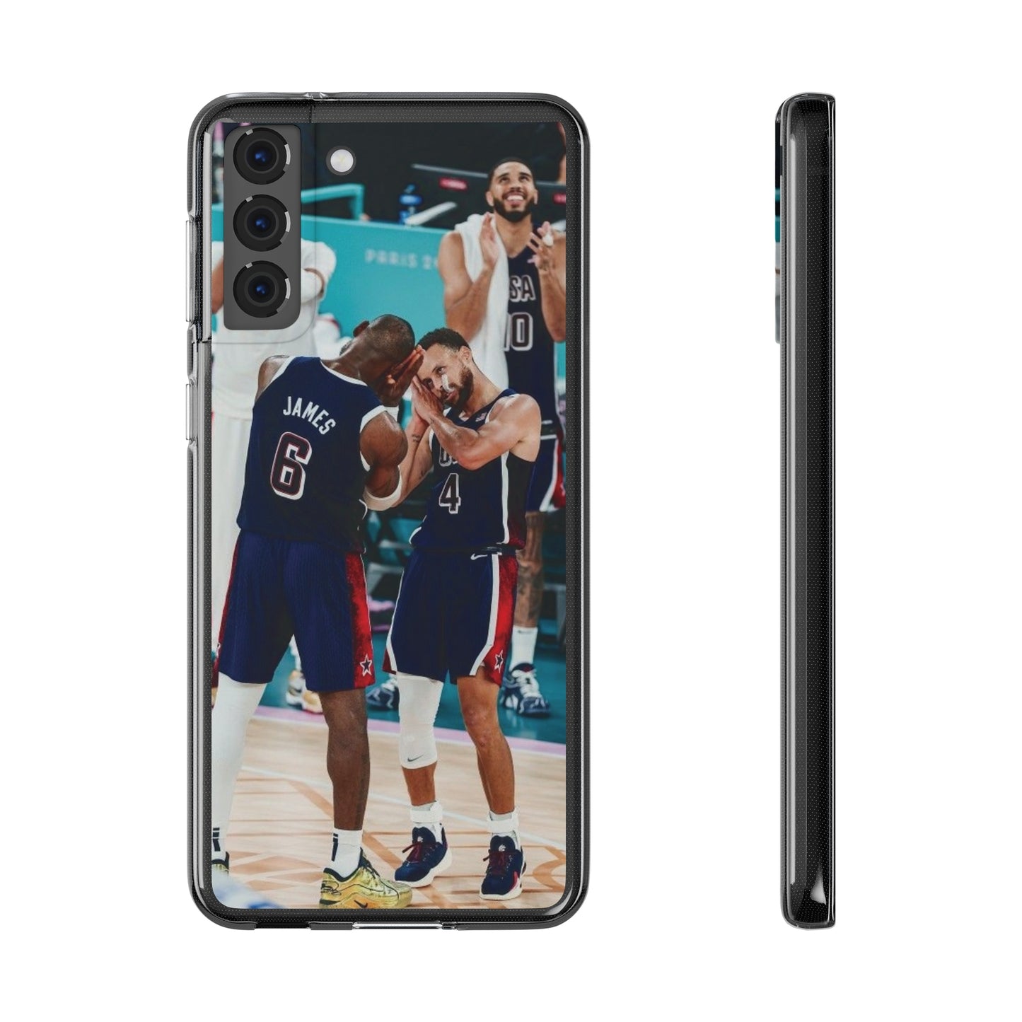 Lebron James, and Steph Curry Team Spirit Soft Phone Case - Basketball Celebration Design