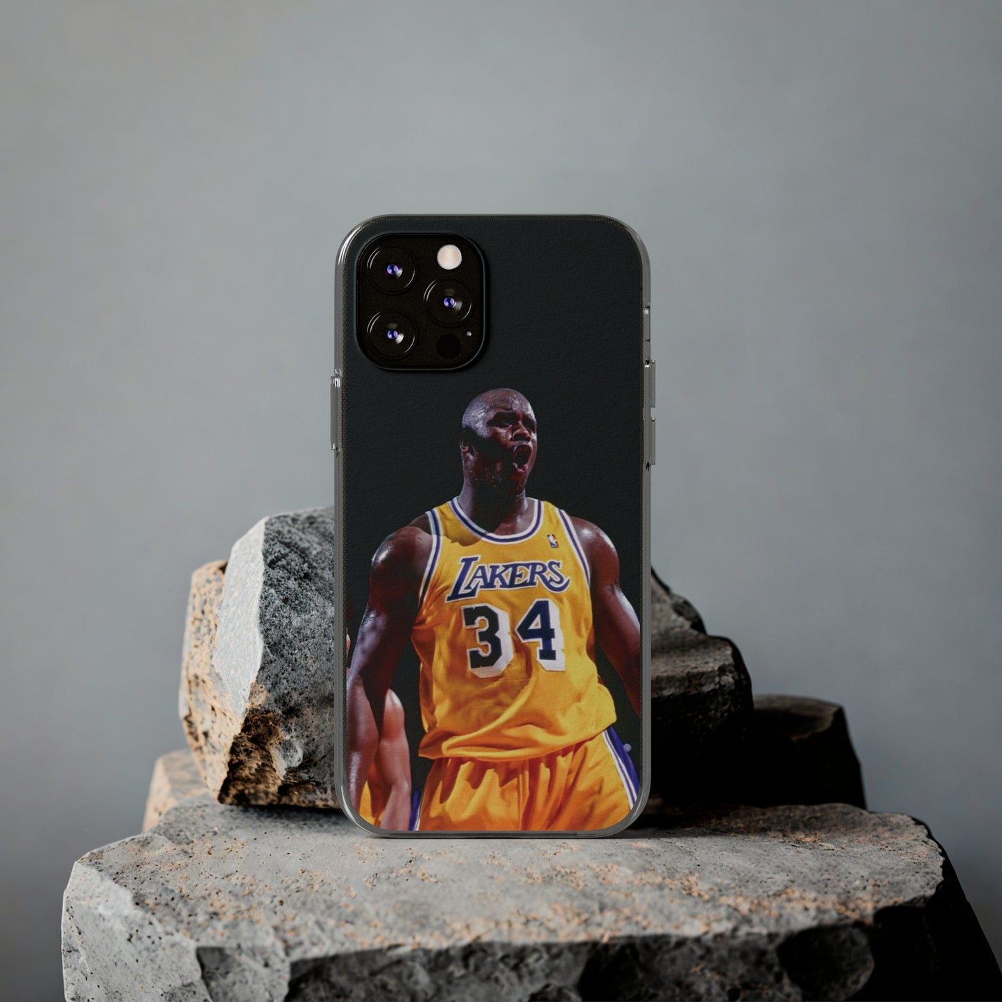 Shaq Vintage Basketball Star Soft Phone Case - Vibrant Lakers Design