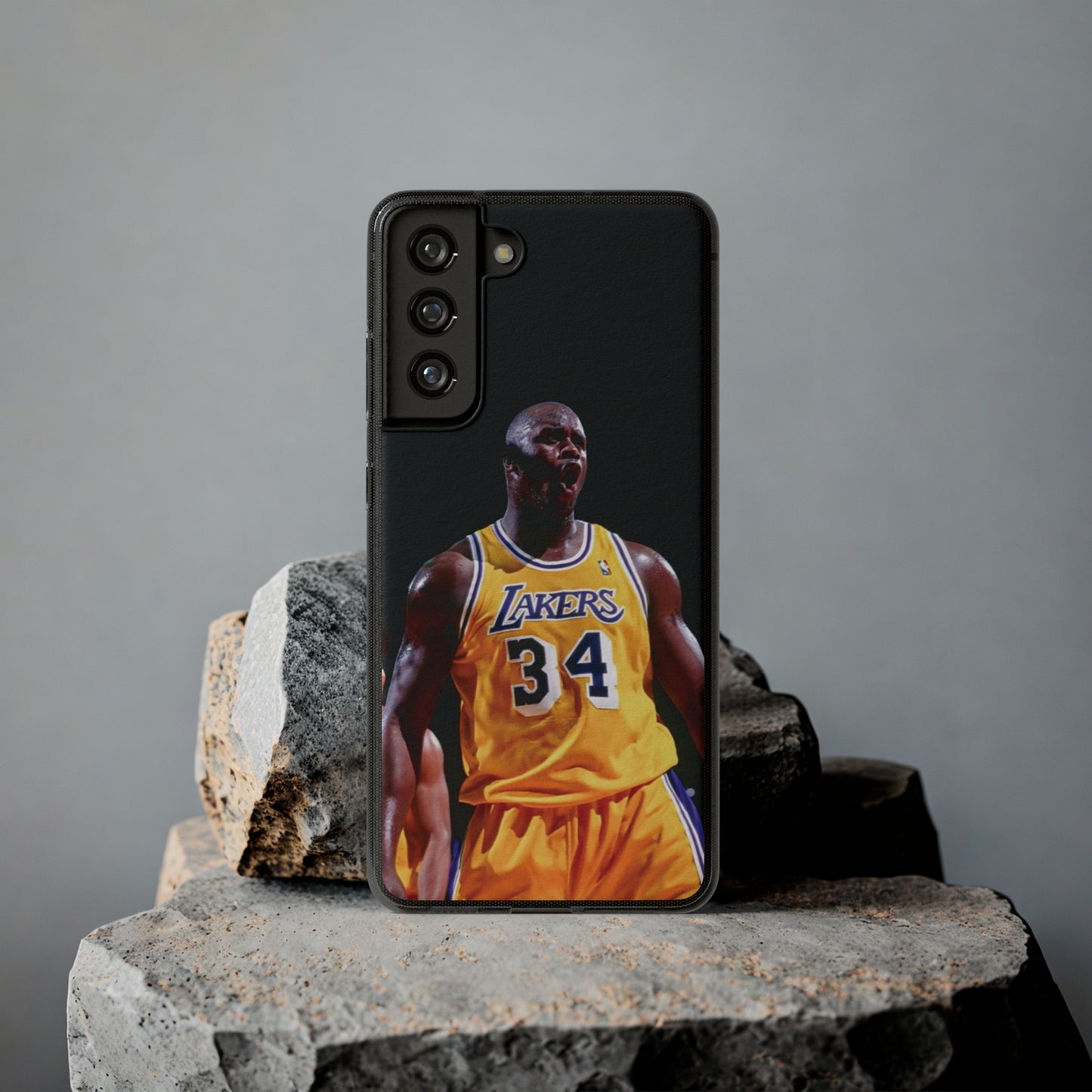 Shaq Vintage Basketball Star Soft Phone Case - Vibrant Lakers Design