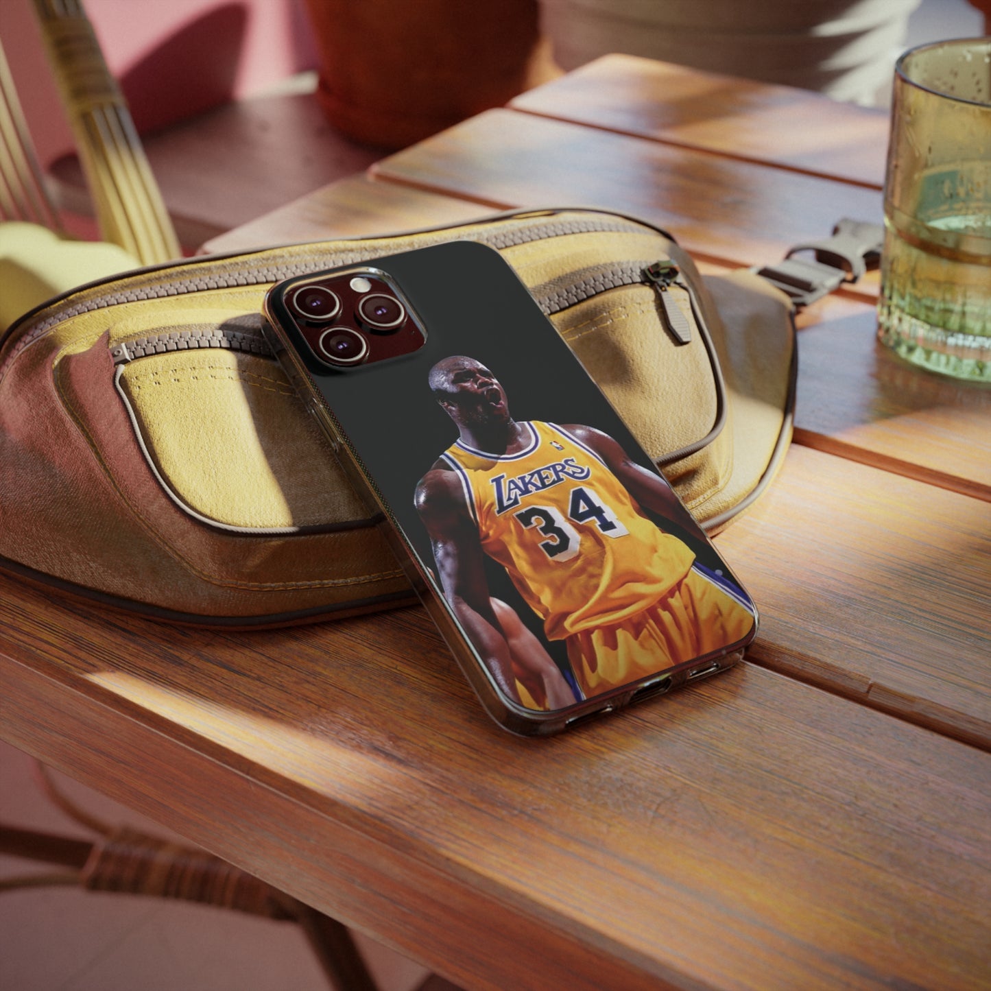 Shaq Vintage Basketball Star Soft Phone Case - Vibrant Lakers Design