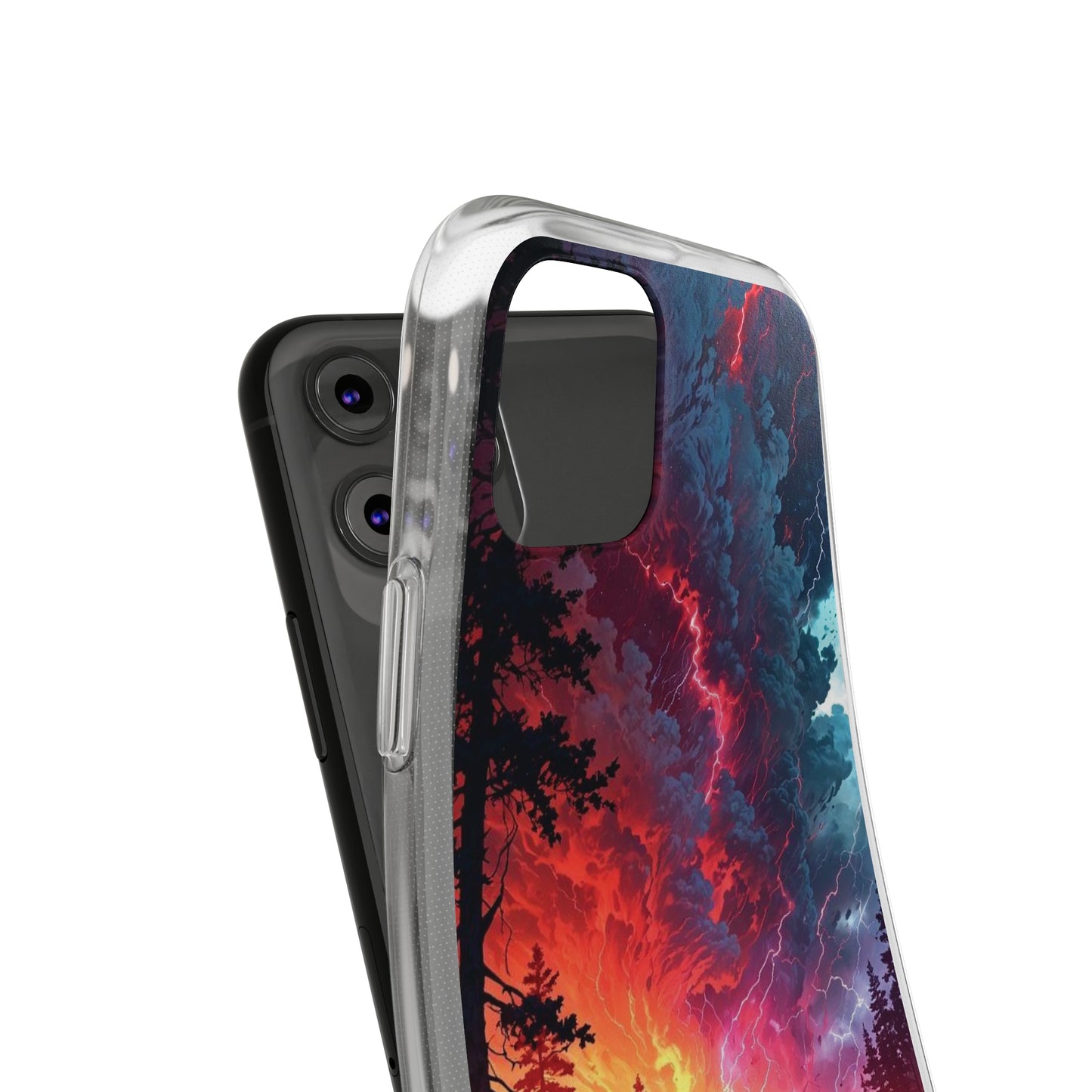 Vibrant Nature Soft Phone Case - Lightning Storm Design