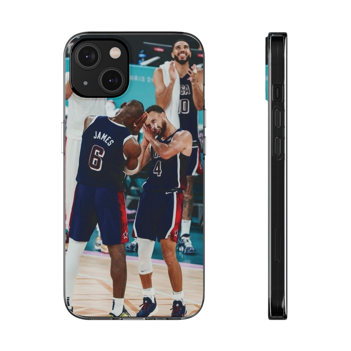 Lebron James, and Steph Curry Team Spirit Soft Phone Case - Basketball Celebration Design