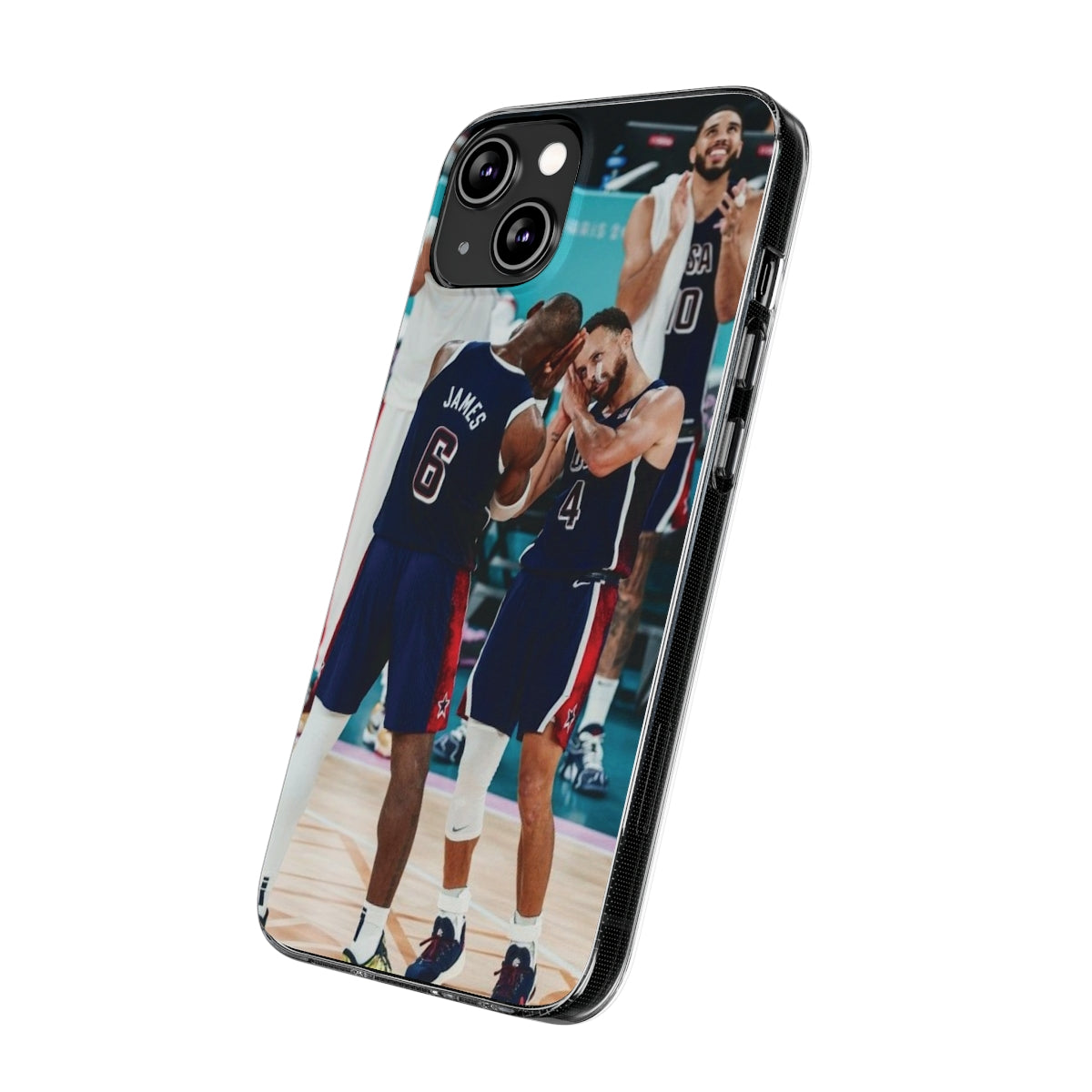 Lebron James, and Steph Curry Team Spirit Soft Phone Case - Basketball Celebration Design