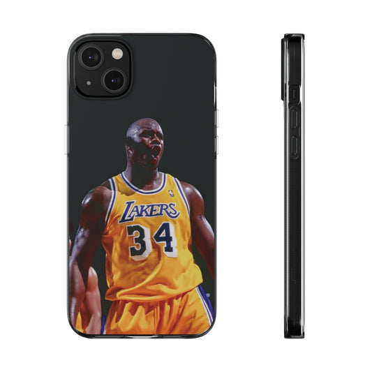 Shaq Vintage Basketball Star Soft Phone Case - Vibrant Lakers Design