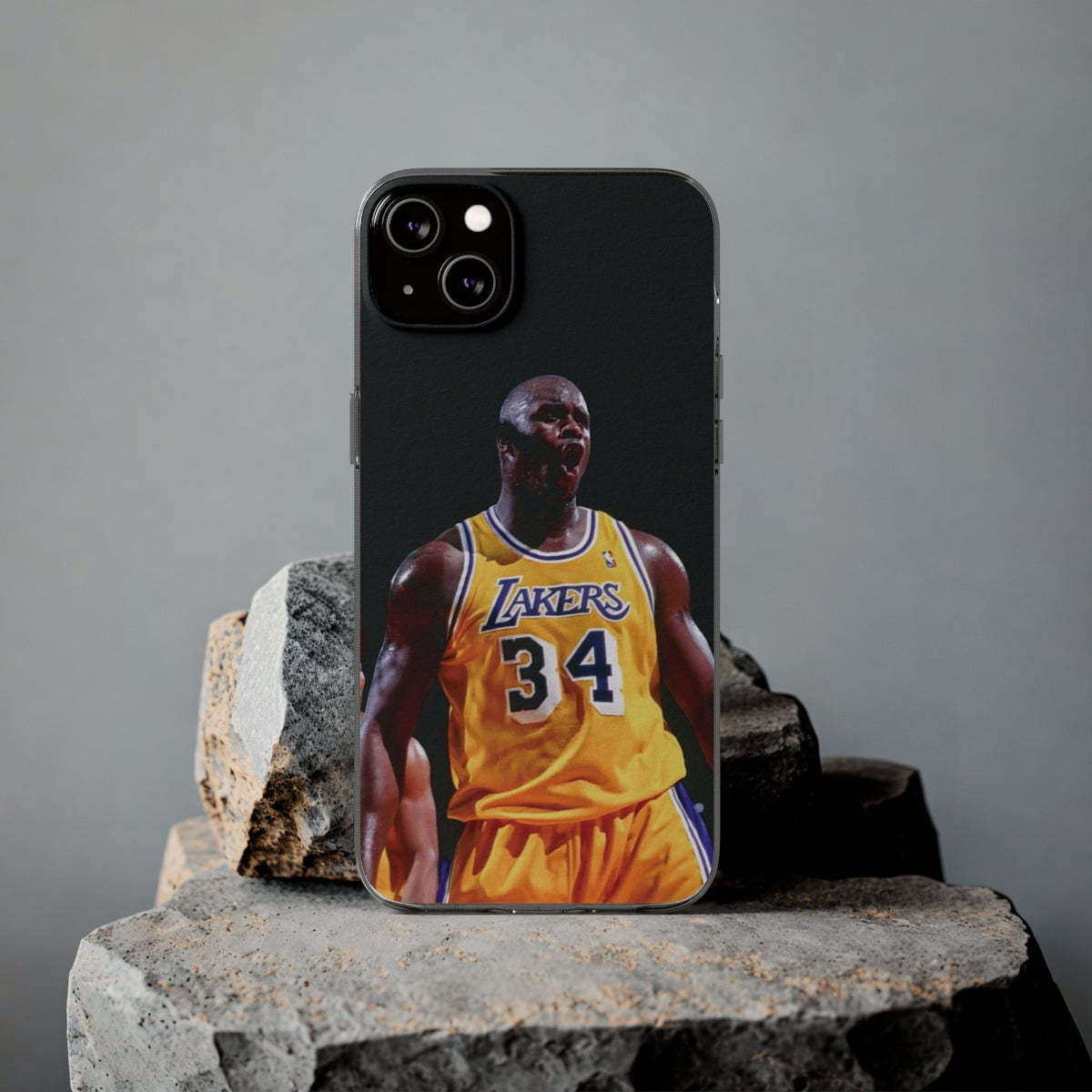 Shaq Vintage Basketball Star Soft Phone Case - Vibrant Lakers Design
