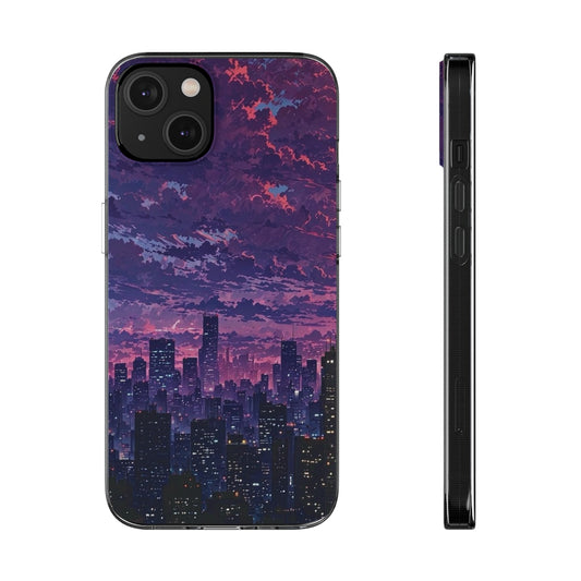 Stylish City Skyline Soft Phone Case - Nightscape Design