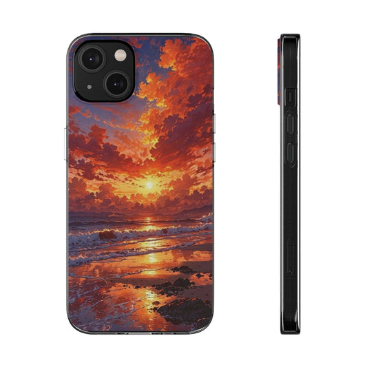 Serene Sunset Soft Phone Case - Vibrant Ocean Aesthetic for Nature Lovers