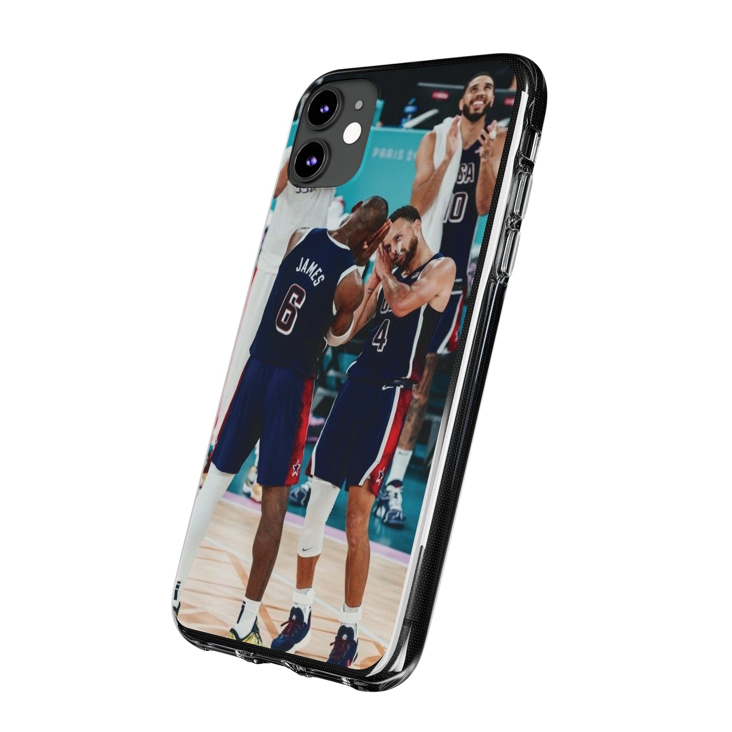 Lebron James, and Steph Curry Team Spirit Soft Phone Case - Basketball Celebration Design