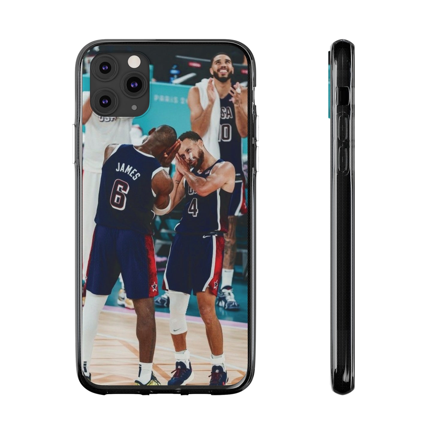 Lebron James, and Steph Curry Team Spirit Soft Phone Case - Basketball Celebration Design