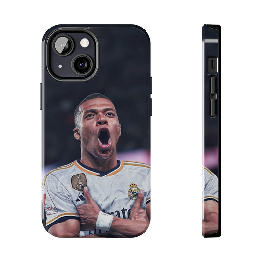 Kylian Mbappé Sporty Tough Phone Case with Goal Celebration Design