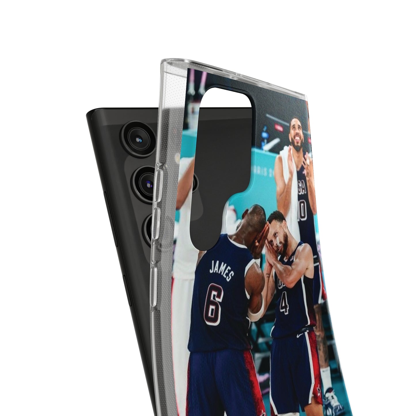 Lebron James, and Steph Curry Team Spirit Soft Phone Case - Basketball Celebration Design