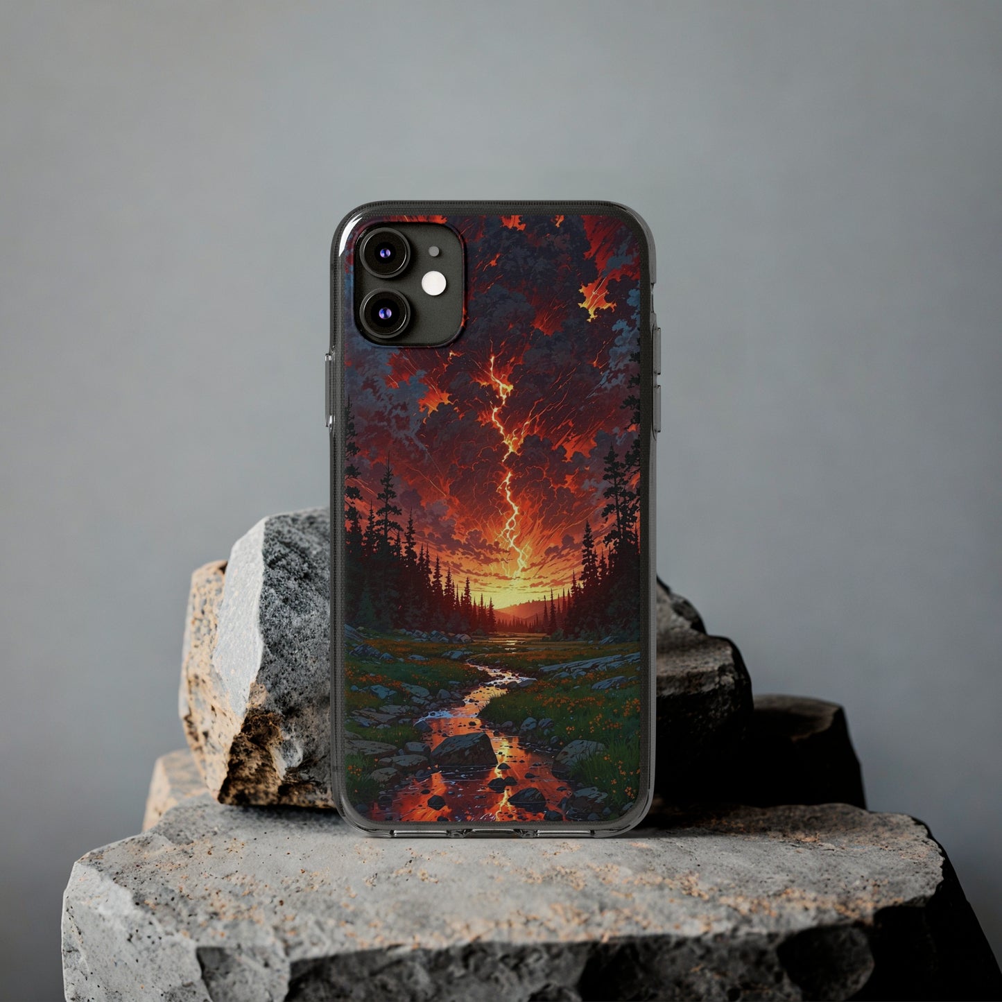 Nature-Inspired Soft Phone Case - Vibrant Sunset Design