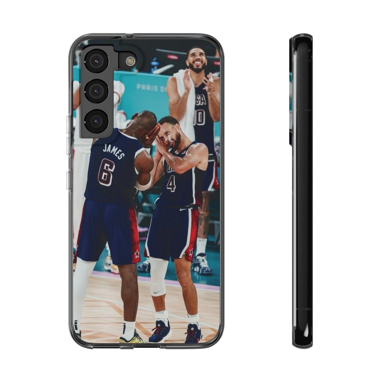 Lebron James, and Steph Curry Team Spirit Soft Phone Case - Basketball Celebration Design