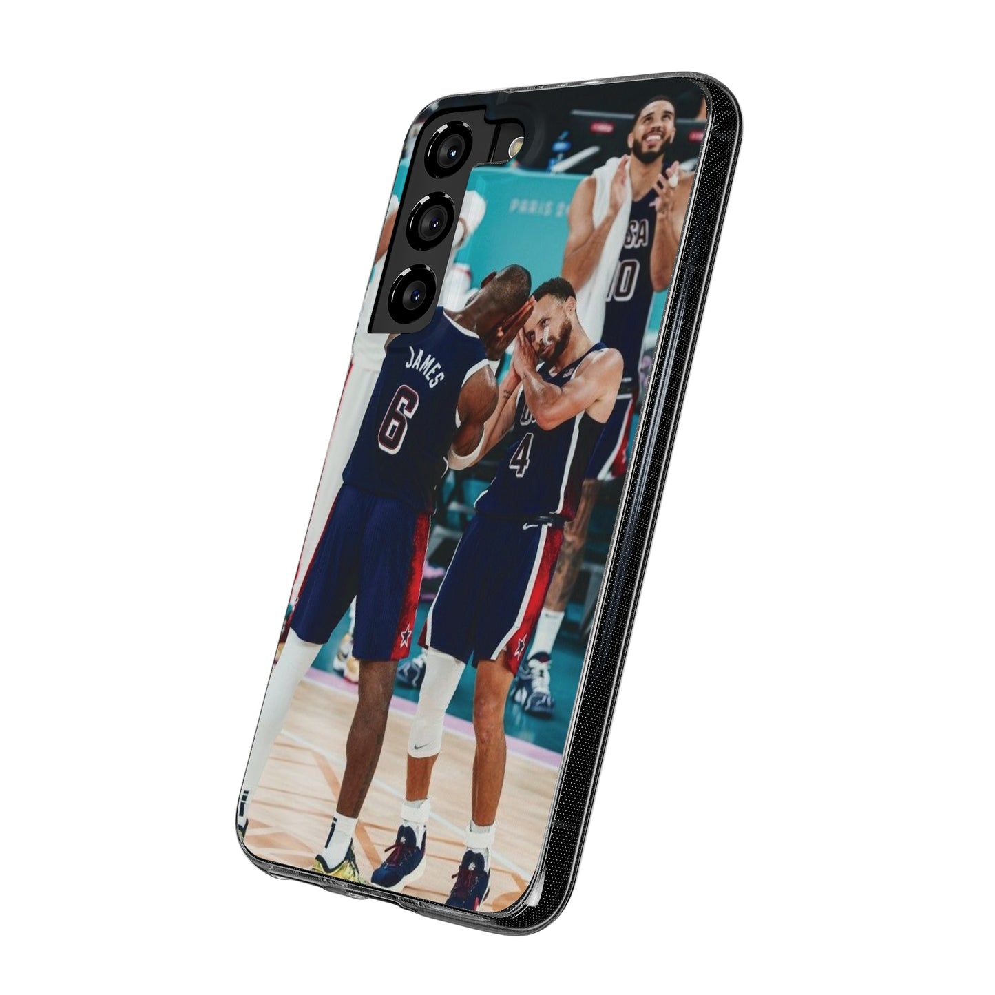 Lebron James, and Steph Curry Team Spirit Soft Phone Case - Basketball Celebration Design