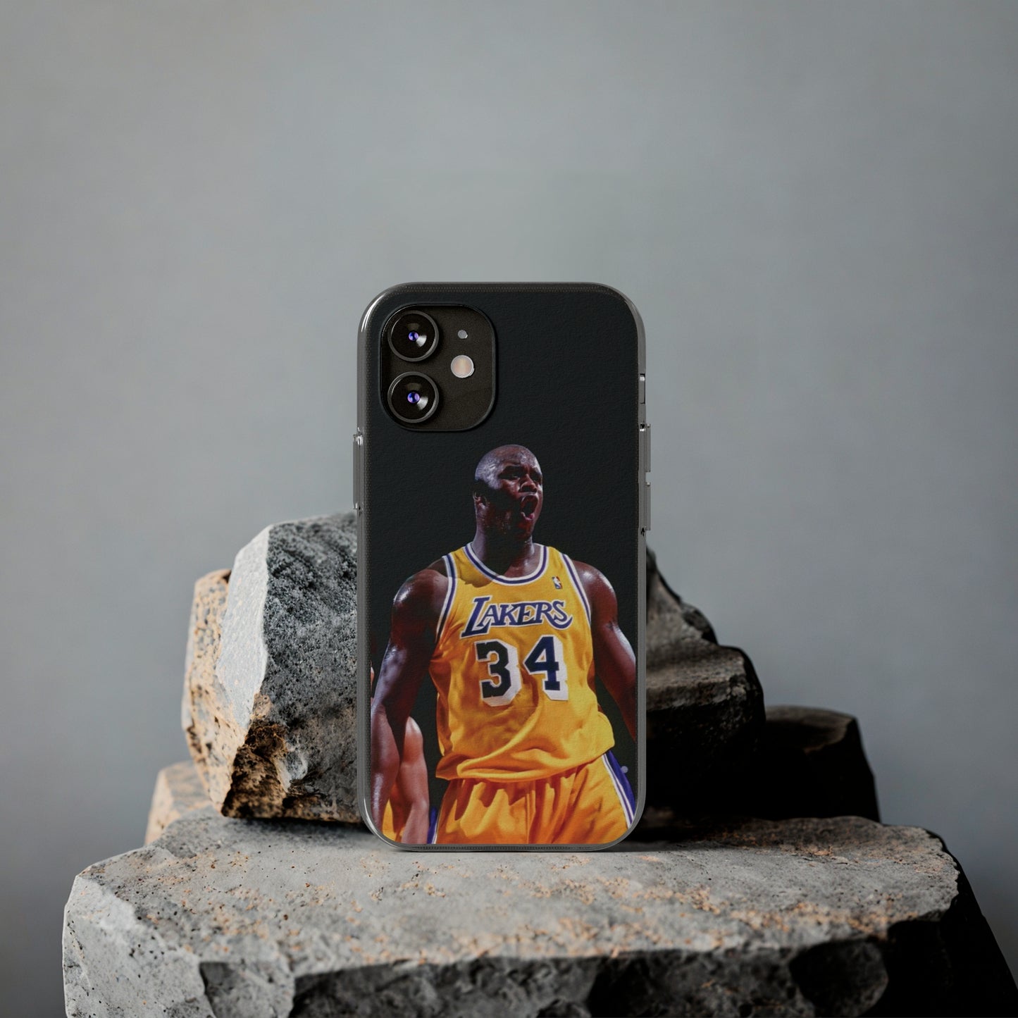 Shaq Vintage Basketball Star Soft Phone Case - Vibrant Lakers Design