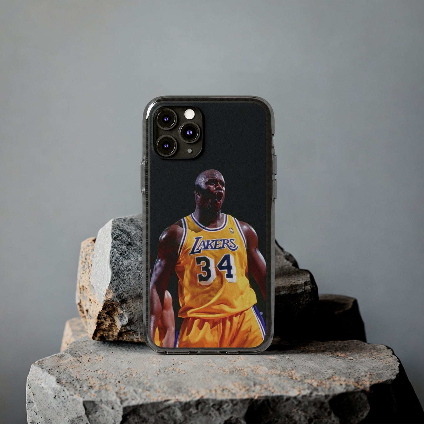 Shaq Vintage Basketball Star Soft Phone Case - Vibrant Lakers Design