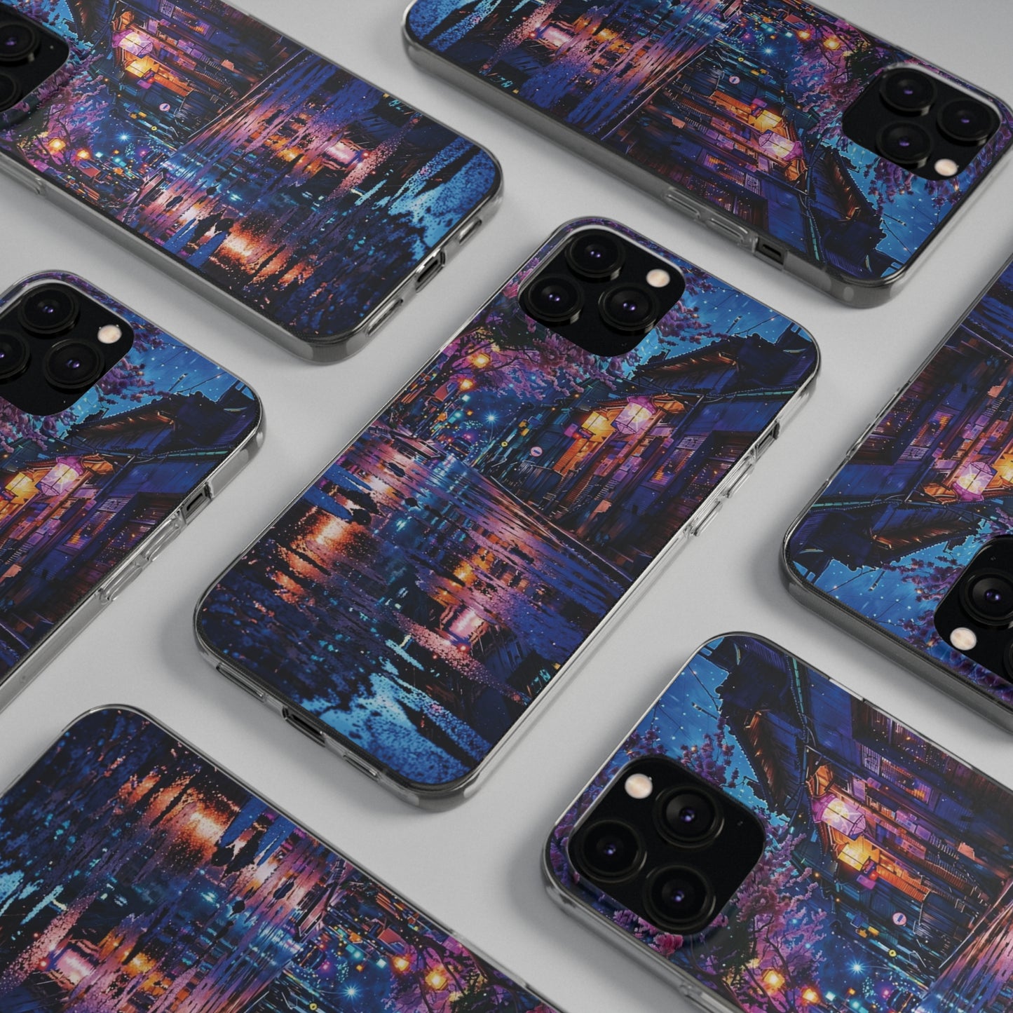 Artistic Nightscape Soft Phone Case - Vibrant Street Scene