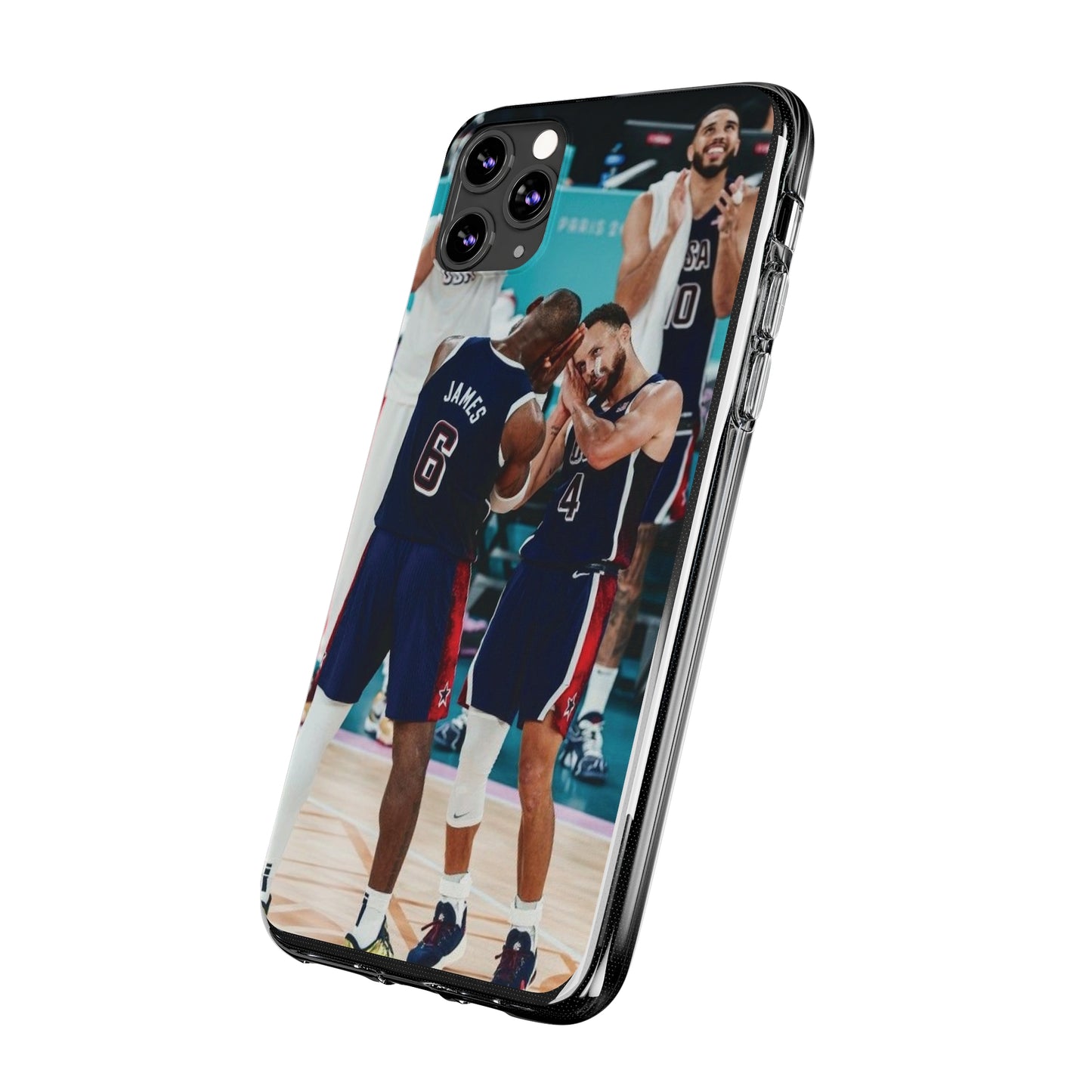 Lebron James, and Steph Curry Team Spirit Soft Phone Case - Basketball Celebration Design