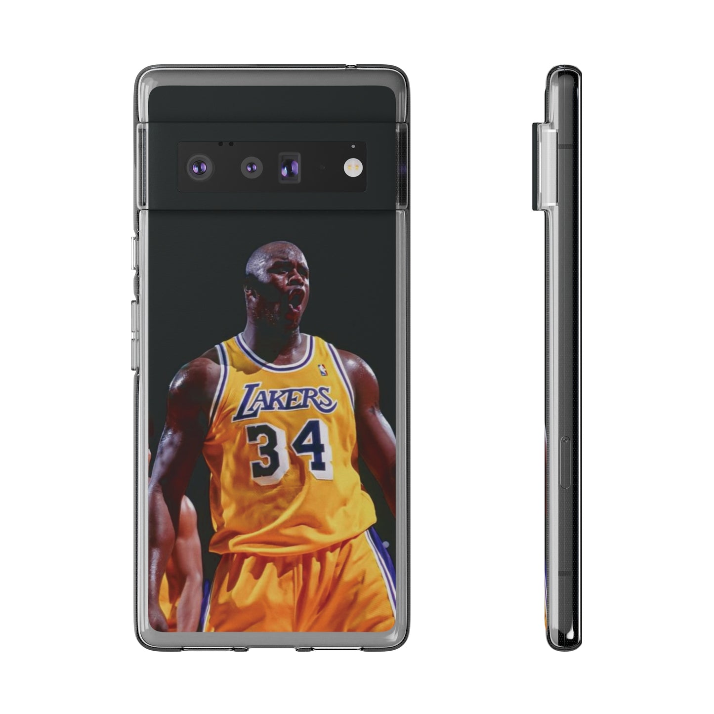 Shaq Vintage Basketball Star Soft Phone Case - Vibrant Lakers Design